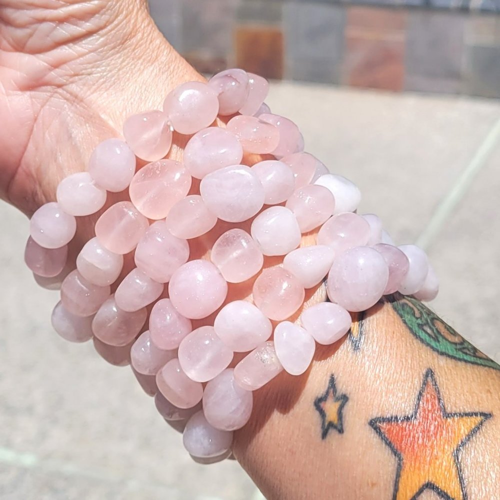 Rose Quartz Gemstone Tumbled Stone Bracelets